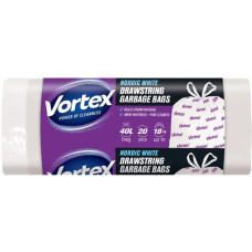Пакети для сміття Vortex HDPE із затяжкою, 40 л, 20 шт